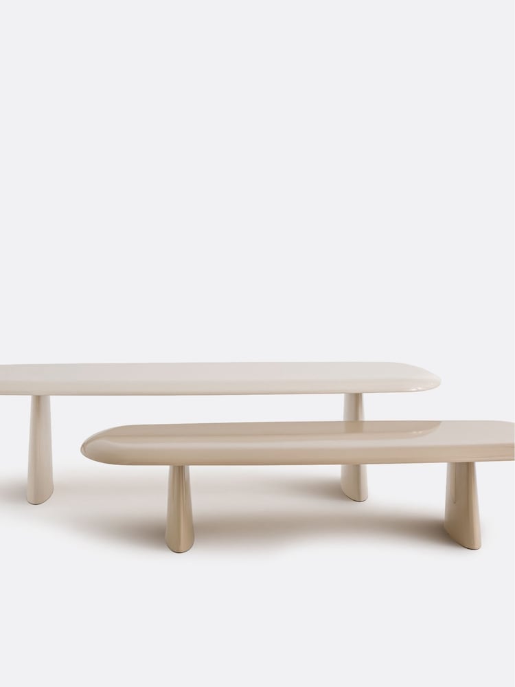 La Redoute Intérieurs Set of 2 White Beige Jaya Semi-Nested Coffee Tables - Image 2 of 5