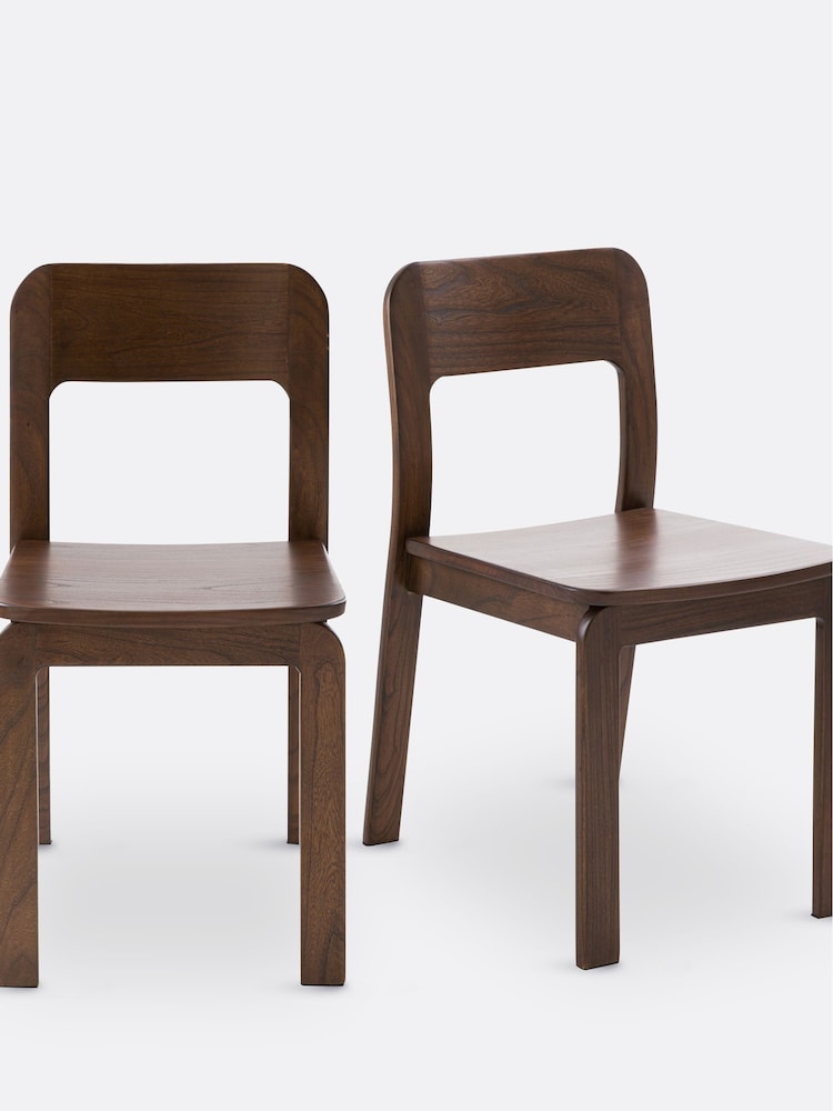La Redoute Intérieurs Set of 2 Walnut Talet Solid Oak Chairs - Image 2 of 5