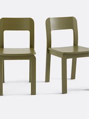 La Redoute Intérieurs Set of 2 Khaki Talet Solid Oak Chairs - Image 2 of 3