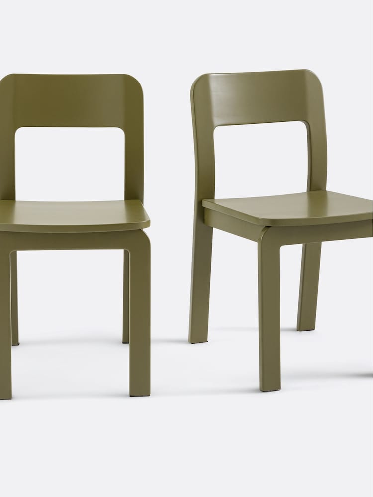 La Redoute Intérieurs Set of 2 Khaki Talet Solid Oak Chairs - Image 2 of 3