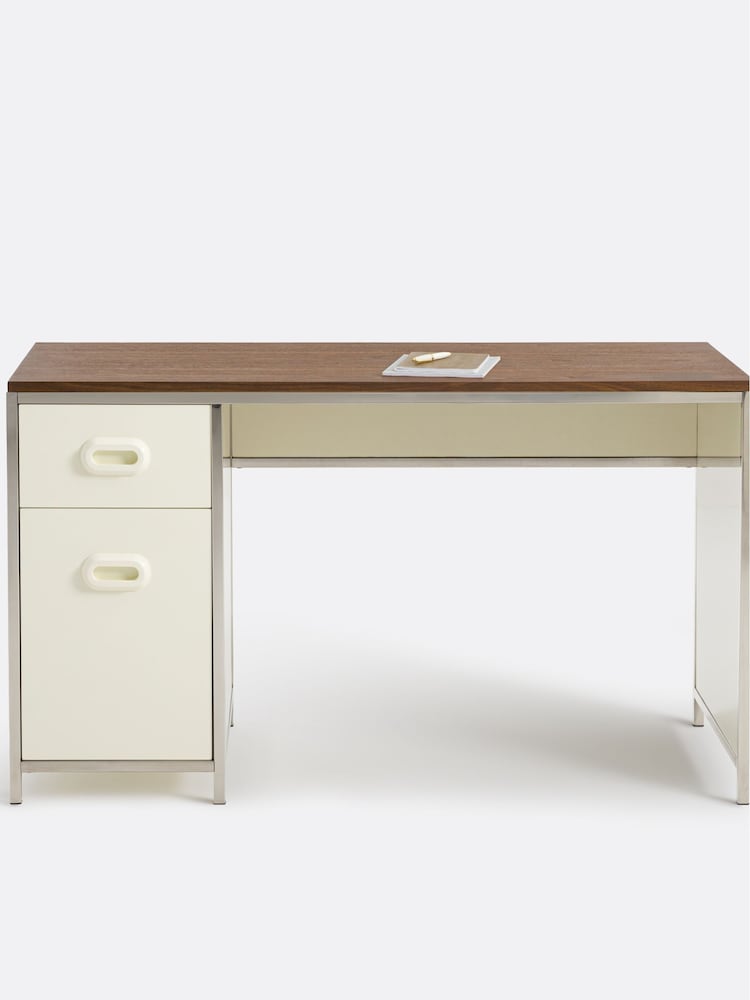 La Redoute Intérieurs Ecru Walnut Cooven Vintage Style Desk - Image 2 of 6