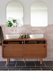 La Redoute Intérieurs Oak Palmo Vintage Double Washbasin Bathroom Unit - Image 1 of 7