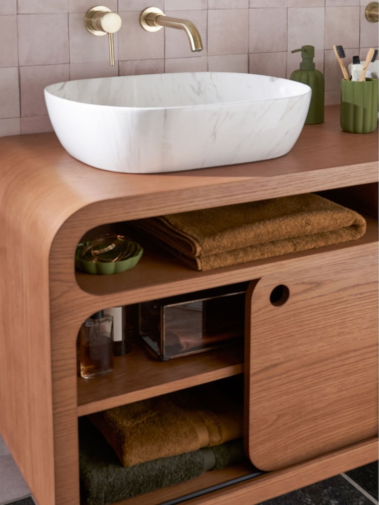 La Redoute Intérieurs Oak Palmo Vintage Double Washbasin Bathroom Unit - Image 2 of 7