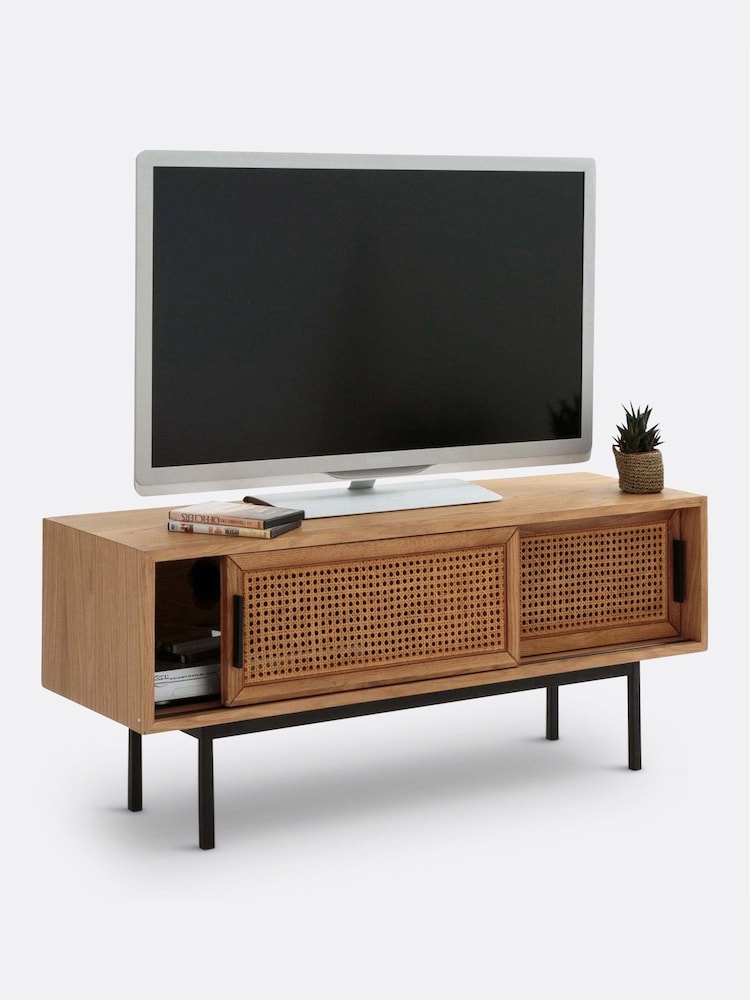 La Redoute Intérieurs Oak Waska Cane 2-Door TV Unit - Image 2 of 4