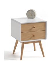 La Redoute Intérieurs White Wood Jimi Bedside Table with 2 Drawers - Image 1 of 3
