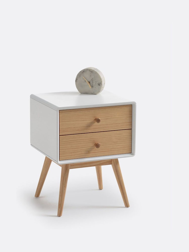 La Redoute Intérieurs White Wood Jimi Bedside Table with 2 Drawers - Image 2 of 3 La Redoute Intérieurs White Wood Jimi Bedside Table with 2 Drawers - Image 2 of 3