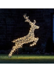 Lights4fun Grey 14m Regular Harlow Rattan Stag Dual Colour LED Light Up Reindeer - Image 1 of 6