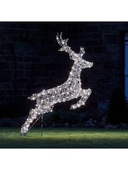 Lights4fun Grey 14m Regular Harlow Rattan Stag Dual Colour LED Light Up Reindeer - Image 2 of 6
