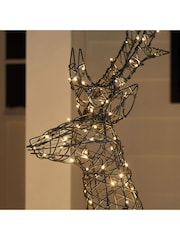 Lights4fun Grey 14m Regular Harlow Rattan Stag Dual Colour LED Light Up Reindeer - Image 4 of 6