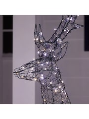 Lights4fun Grey 14m Regular Harlow Rattan Stag Dual Colour LED Light Up Reindeer - Image 5 of 6