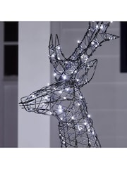 Lights4fun Grey 14m Regular Harlow Rattan Stag Dual Colour LED Light Up Reindeer - Image 6 of 6