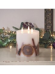 Lights4fun Ivory TruGlow LED 3 Wick Winter Candle - Image 1 of 5