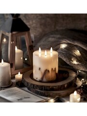 Lights4fun Ivory TruGlow LED 3 Wick Winter Candle - Image 2 of 5