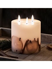 Lights4fun Ivory TruGlow LED 3 Wick Winter Candle - Image 3 of 5