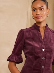 Love & Roses Berry Red Cord Shift Mini Dress - Image 2 of 5
