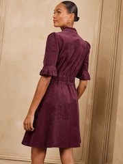Love & Roses Berry Red Cord Shift Mini Dress - Image 4 of 5