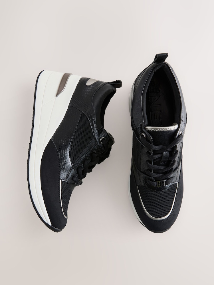 Black Forever Comfort® Glam Wedge Trainers - Image 1 of 5