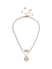 Collar con cadena de perlas y rondeles multihileras - Imagen 1 de 3