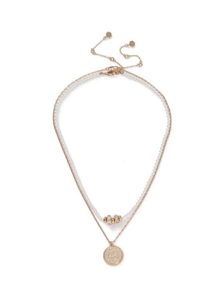 Collar con cadena de perlas y rondeles multihileras - Imagen 1 de 3