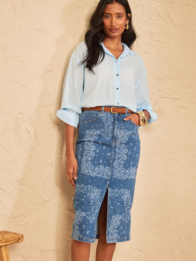 Love & Roses Bandana Print Pencil Skirt - Image 1 de 4