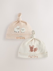 Neutral Tie Top Baby Hats 2 Pack (0-6mths) - Image 1 of 5
