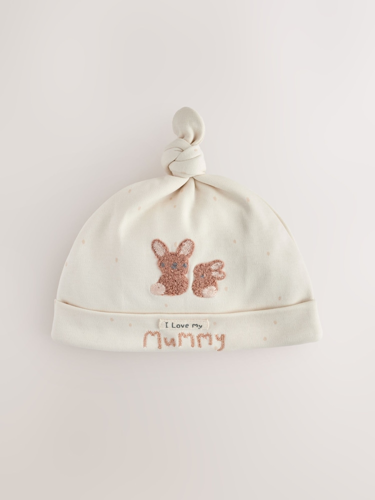 Neutral Tie Top Baby Hats 2 Pack (0-6mths) - Image 2 of 5 Neutral Tie Top Baby Hats 2 Pack (0-6mths) - Image 2 of 5