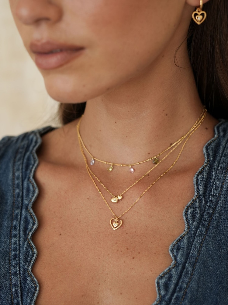 Estella Bartlett Gold Tone Heart Charm Necklace - Image 4 of 4