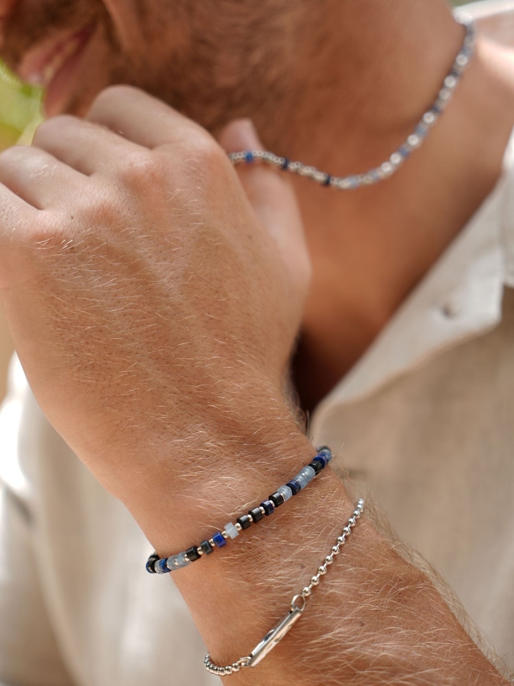 Bartlett Silver Tone Faceted Geometric Ball Chain Bracelet - Image 2 of 2