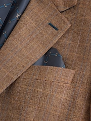 Rūdžių ruda - N. Premium Tailored Fit Wool Blend Trimmed Check Suit Jacket - 10 paveikslėlis iš 13