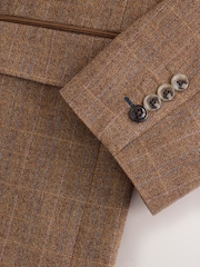 Rūdžių ruda - N. Premium Tailored Fit Wool Blend Trimmed Check Suit Jacket - 11 paveikslėlis iš 13