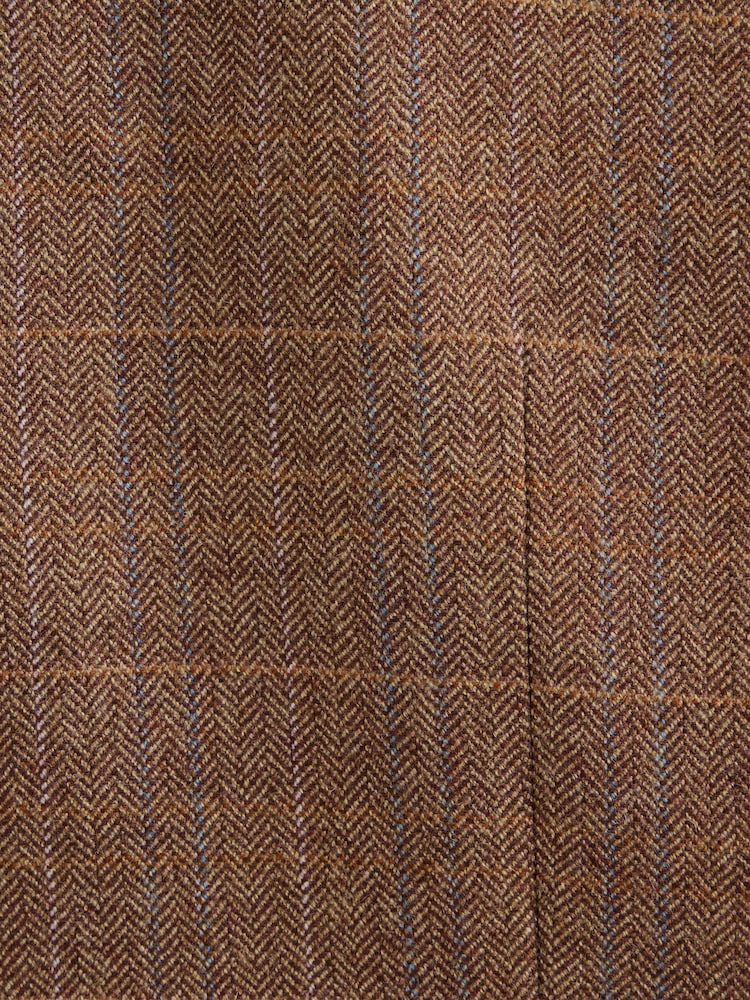 Rūdžių ruda - N. Premium Tailored Fit Wool Blend Trimmed Check Suit Jacket - 13 paveikslėlis iš 13