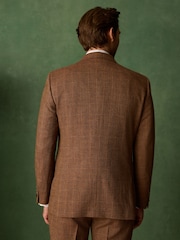 Marrone ruggine - N. Premium Tailored Fit Wool Blend Trimmed Check Suit Jacket - Immagine 4 di 7