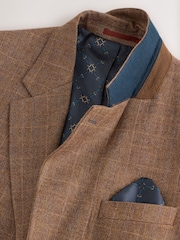 Rūdžių ruda - N. Premium Tailored Fit Wool Blend Trimmed Check Suit Jacket - 9 paveikslėlis iš 13
