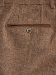 Rūdžių ruda - N. Premium Tailored Fit Wool Blend Trimmed Check Suit Trousers - 10 paveikslėlis iš 10