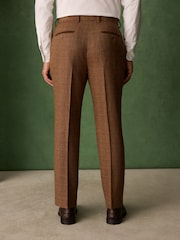 Rust Brown N. Premium Tailored Fit Wool Blend Trimmed Check Suit Trousers - Image 3 of 5
