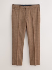 Rūdžių ruda - N. Premium Tailored Fit Wool Blend Trimmed Check Suit Trousers - 6 paveikslėlis iš 10