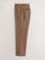 Rūdžių ruda - N. Premium Tailored Fit Wool Blend Trimmed Check Suit Trousers - 7 paveikslėlis iš 10