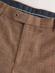 Rūdžių ruda - N. Premium Tailored Fit Wool Blend Trimmed Check Suit Trousers - 9 paveikslėlis iš 10