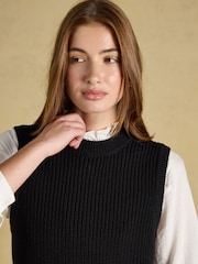 Joules Black Crew Neck Ribbed Knitted Vest - Image 4 of 7