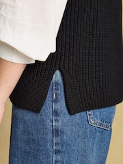 Joules Black Crew Neck Ribbed Knitted Vest - Image 5 of 7