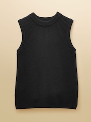 Joules Black Crew Neck Ribbed Knitted Vest - Image 7 of 7