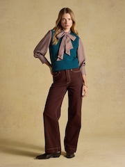 Joules Teal Blue Crew Neck Ribbed Knitted Vest - Image 3 of 6