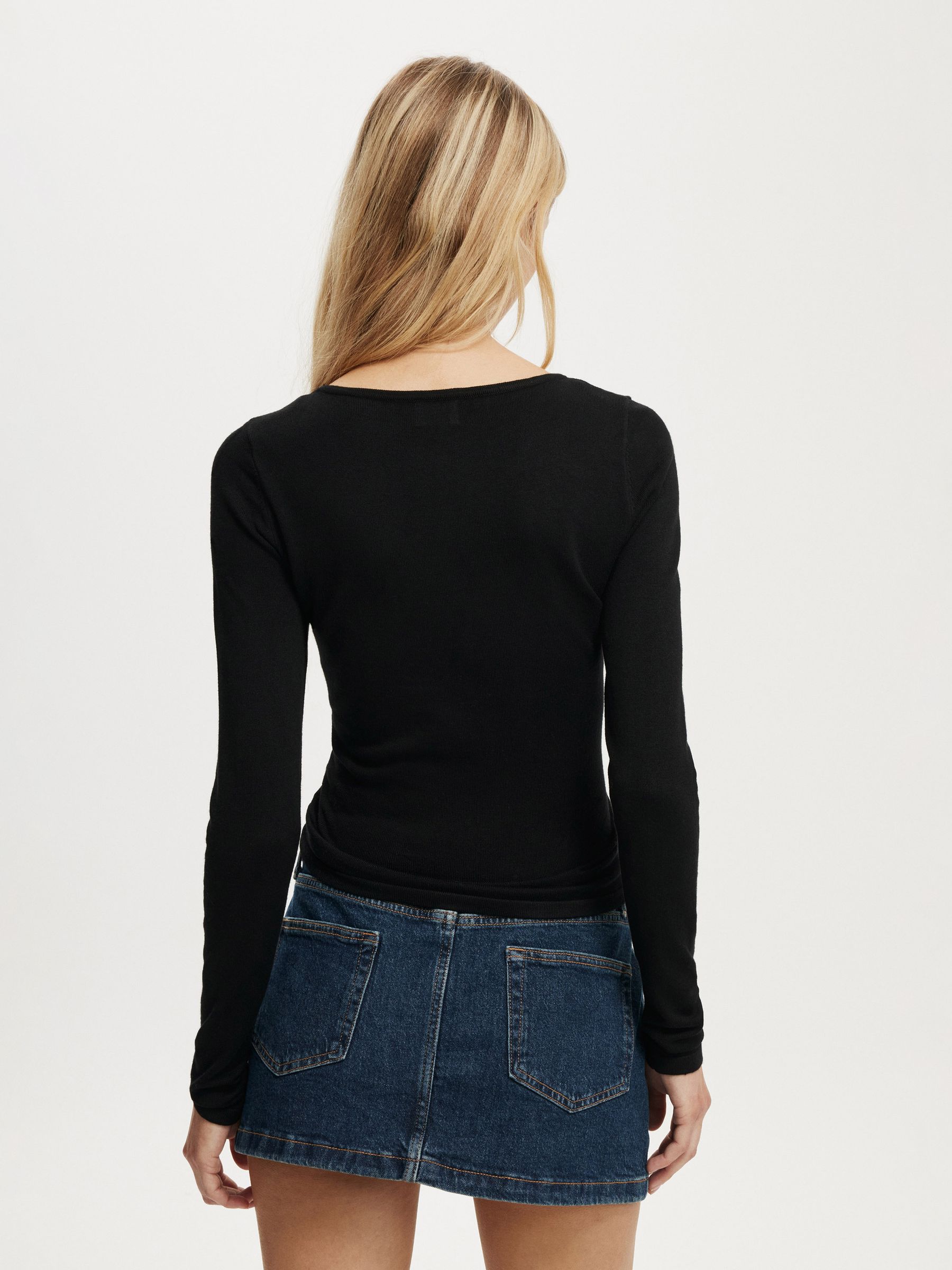 Buy Cotton On Black Asymmetric Ruched Knit Jumper from Next South