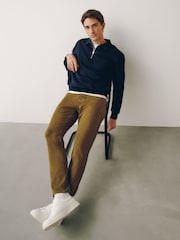 Donkerblauw - Cotton Rich Jersey Zip Neck Polo Sweatshirt - Afbeelding 3 van 8
