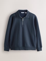 Donkerblauw - Cotton Rich Jersey Zip Neck Polo Sweatshirt - Afbeelding 6 van 8