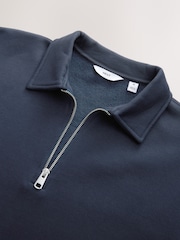 Donkerblauw - Cotton Rich Jersey Zip Neck Polo Sweatshirt - Afbeelding 7 van 8