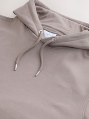Stone Neutral Regular Fit Heavyweight Cotton Rich Jersey Hoodie - Image 8 of 8