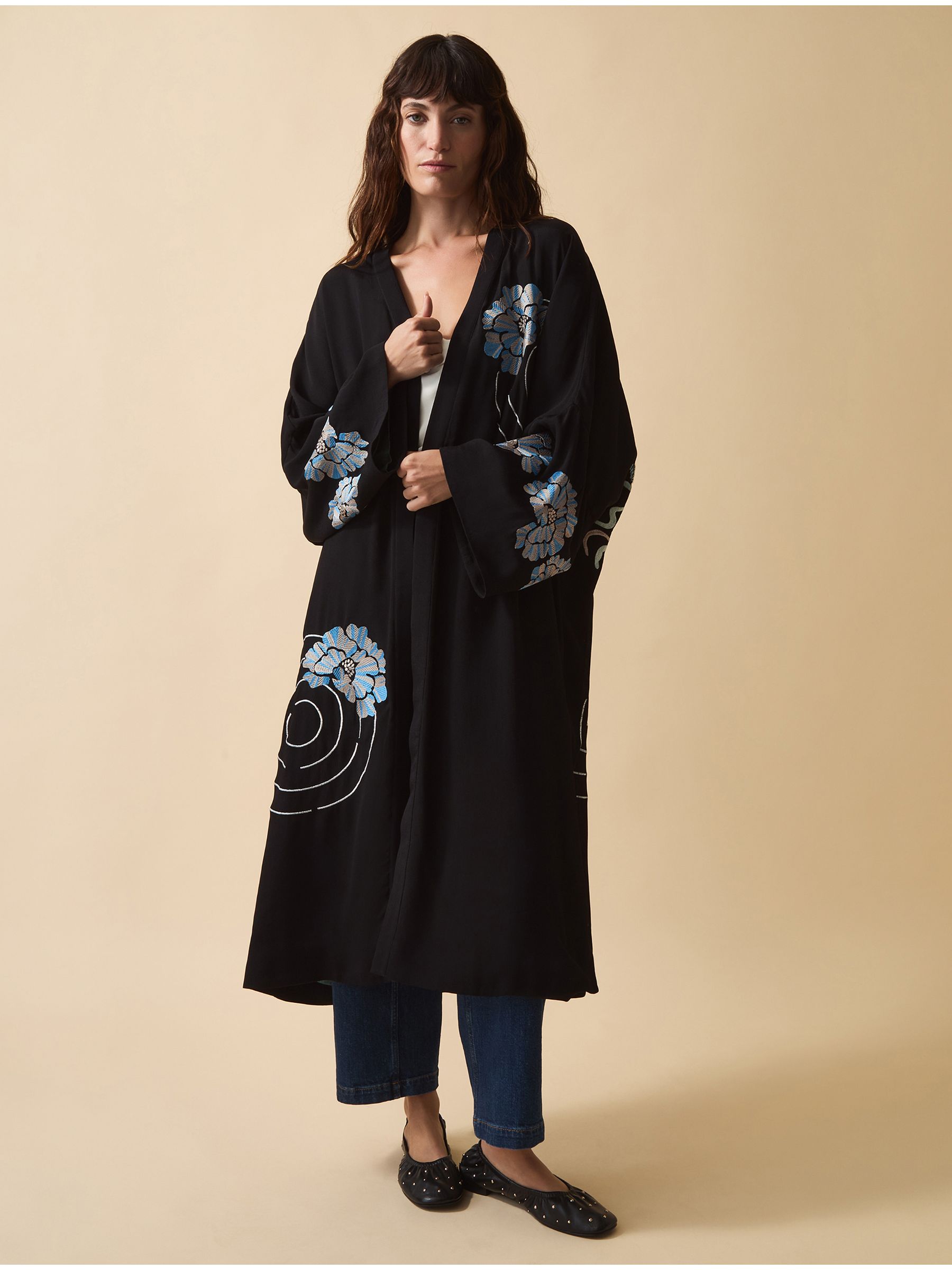 Buy Monsoon Black Clemence Butterfly Embroidered Long Kimono from Next  Lebanon