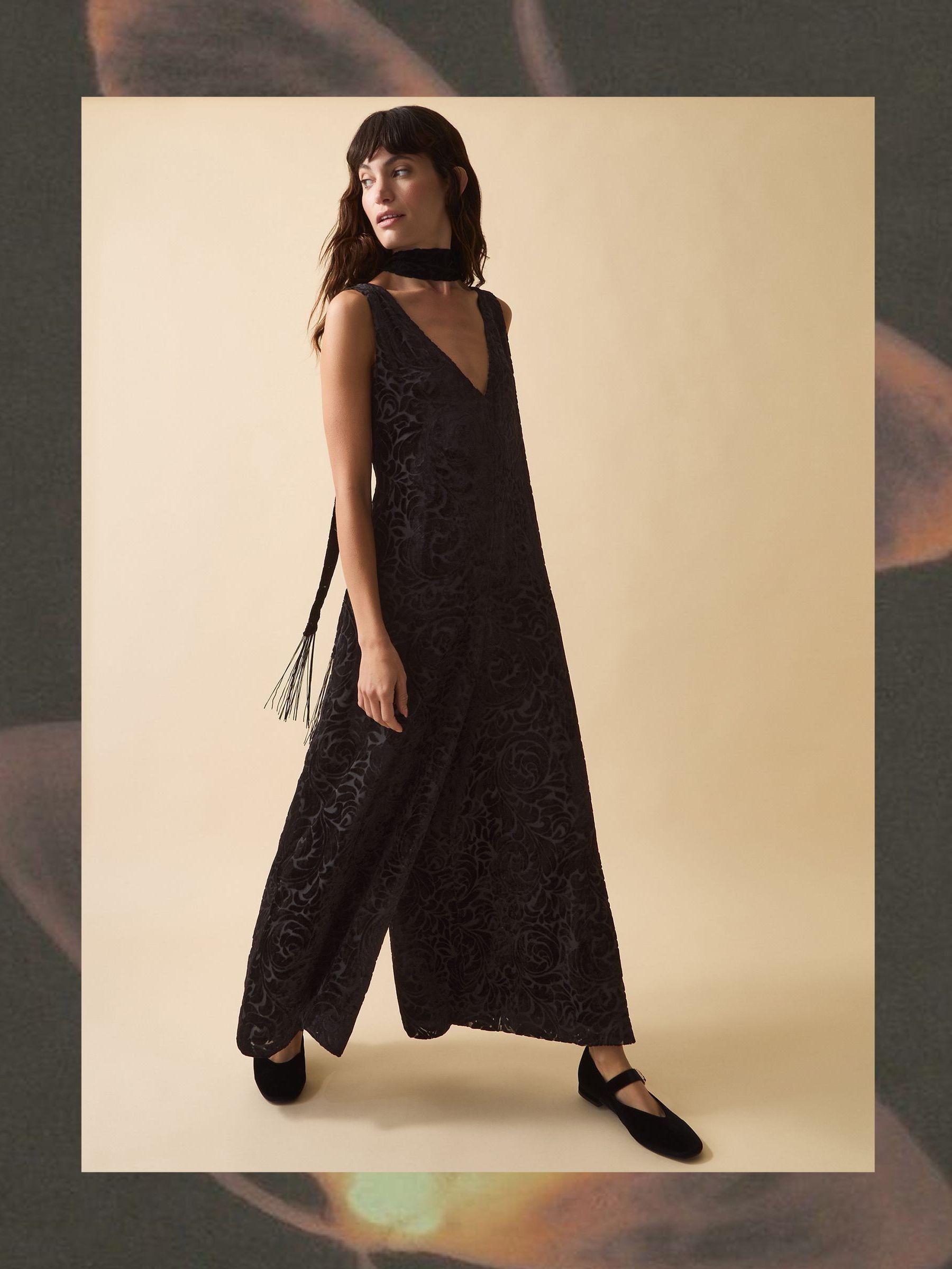 【美品】Giselle Black velvet×Black 36 Giselle Black Jumpsuit | NADINE MERABI