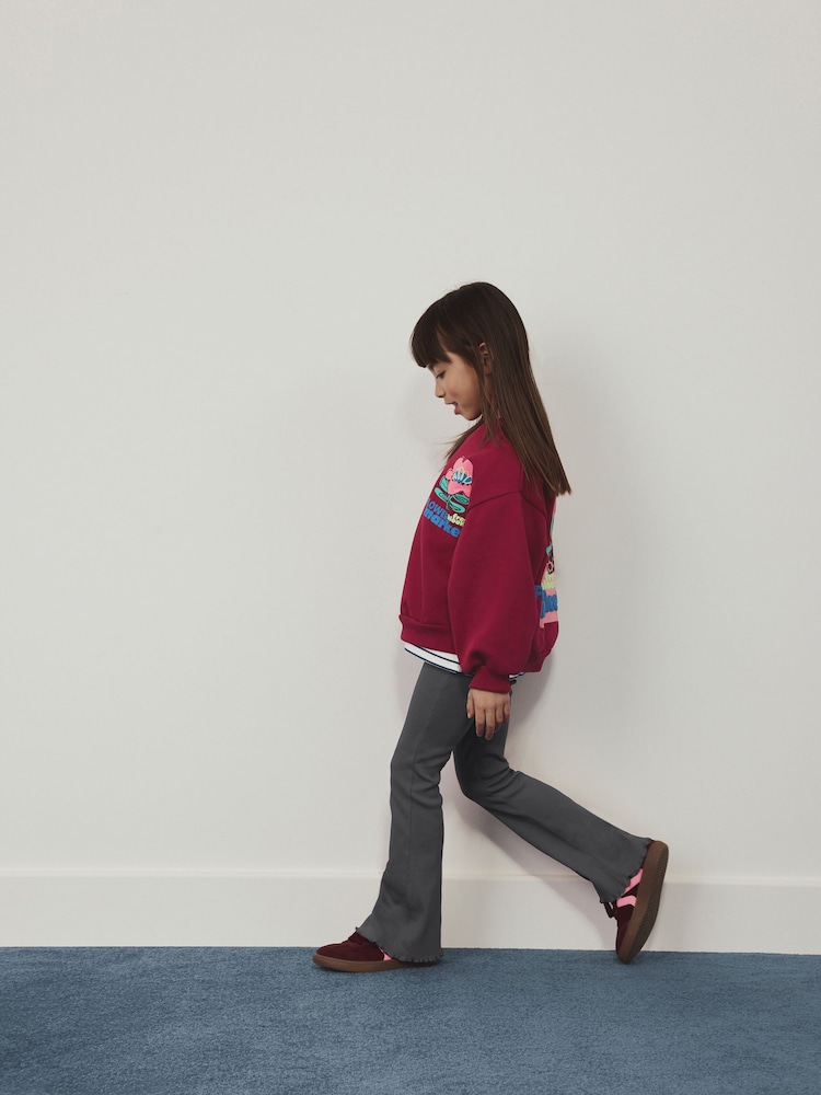 Berry Pink Flower Sweatshirt and Flare Leggings Set (3-16yrs) - Image 2 of 4 Berry Pink Flower Sweatshirt and Flare Leggings Set (3-16yrs) - Image 2 of 4